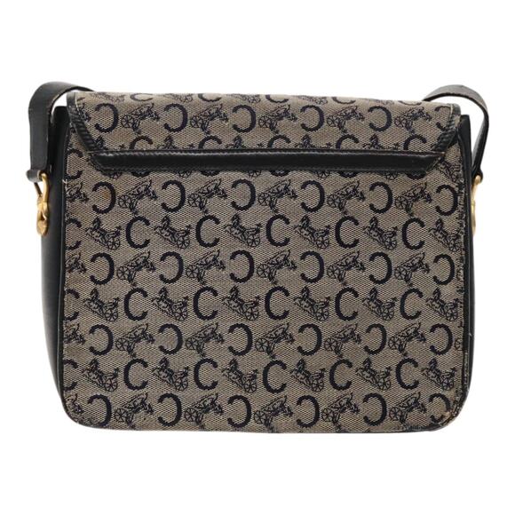 CELINE C Sulky Shoulder Bag Canvas Leather Navy Gold - Picture 2 of 16